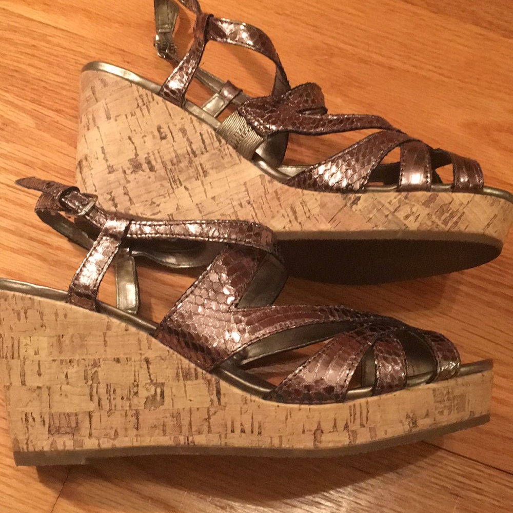 Strappy Silver Wedge Sandals